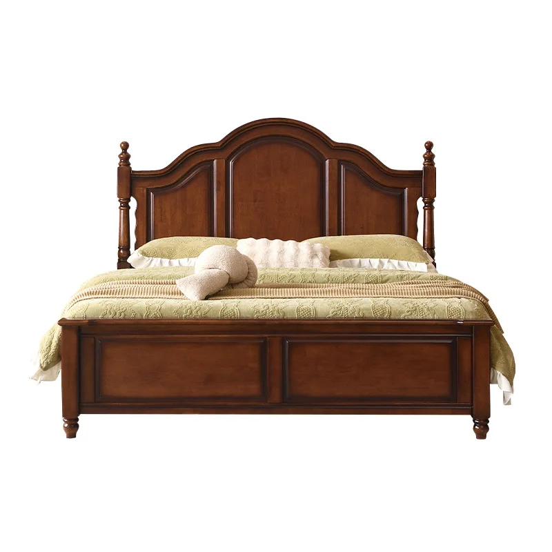

High box storage double bed retro small beauty style master bedroom beauty