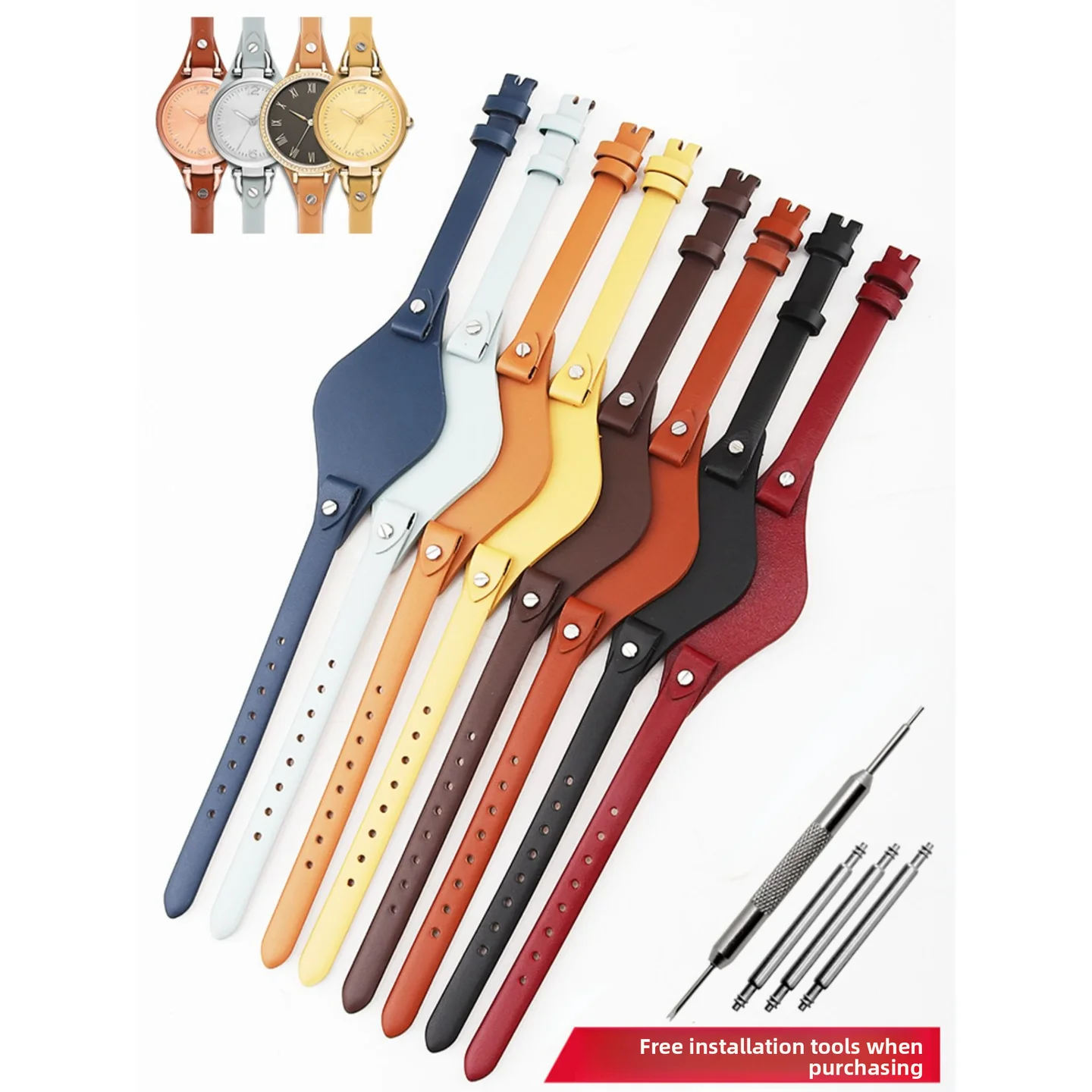 

Женский ремешок для часов из натуральной кожи 8 мм для Fossil ES3060 ES3565 ES2830 ES3262 3077 3060 4176 4119, мягкий водонепроницаемый ремешок-браслет