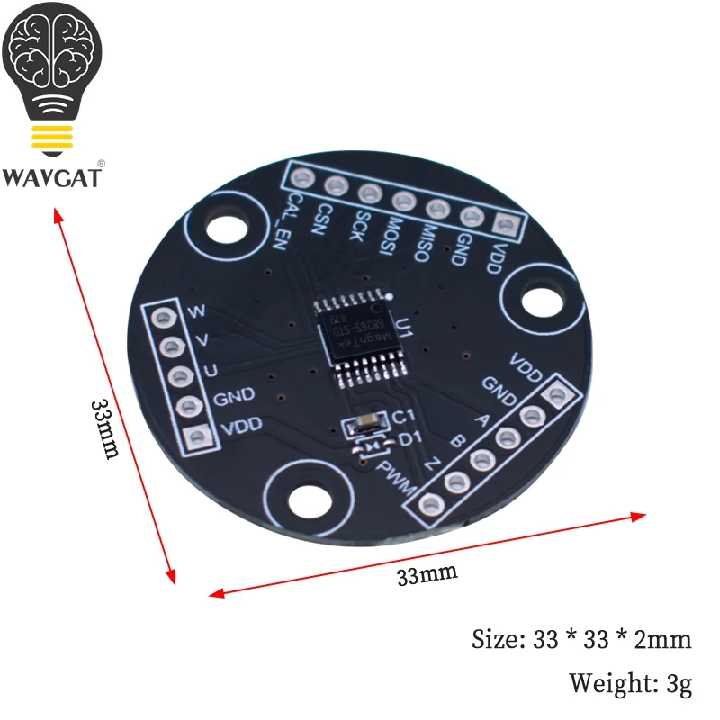 WAVGAT MT6826S high-precision high-speed magnetic encoder magnetic induction angle measurement sensor module ABZ UVW