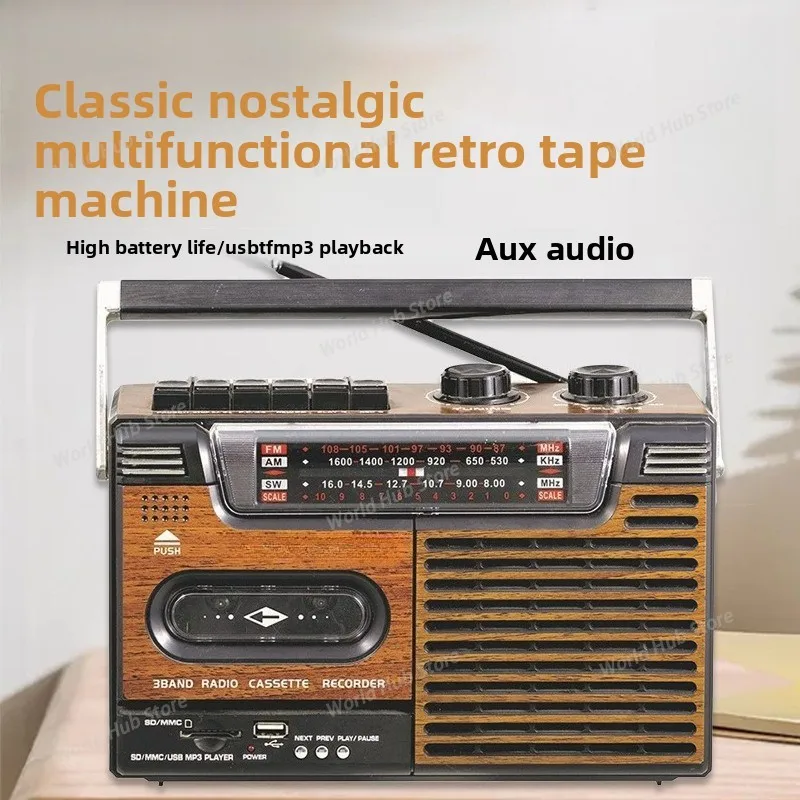 

Portable Retro Tape Recorder, Tape Recorder, Tape Playback Bluetooth Speaker 4-band Radio