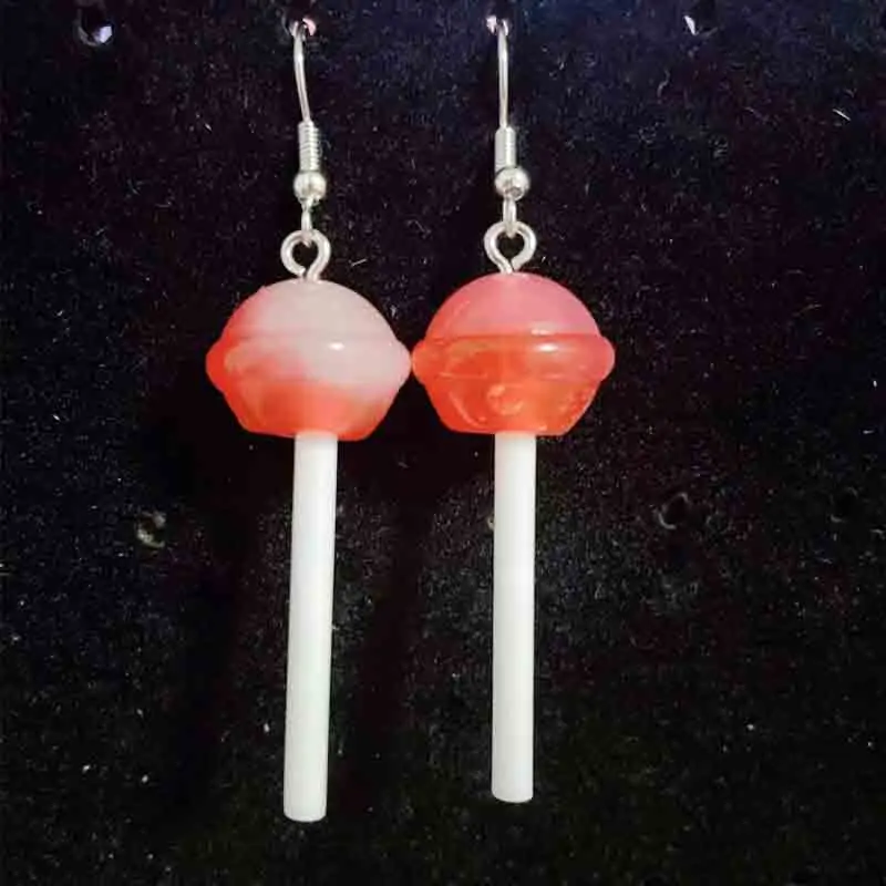 أقراط للفتيات النساء الراتنج اليدوية لطيف كوكب مصاصة الراتنج فلاتباك سحر انخفاض الأقراط مضحك هدية #3