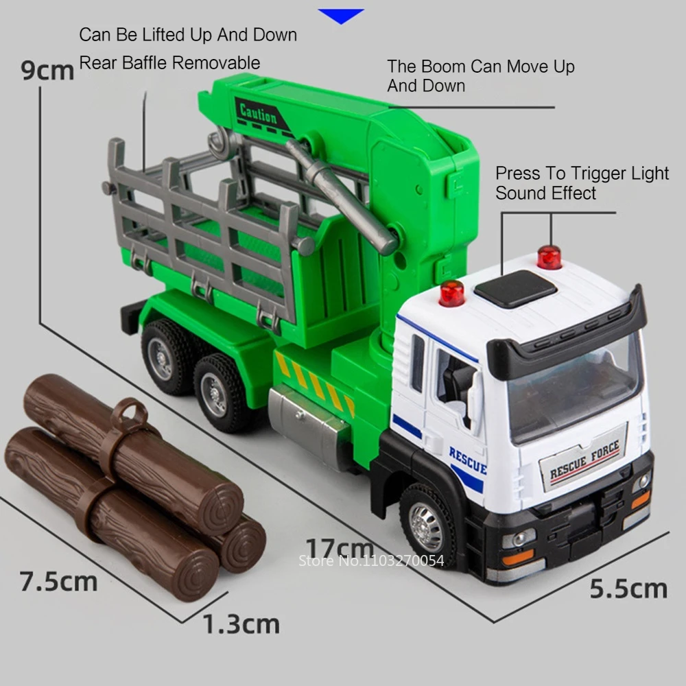 1/50 Model ciężarówki samochodowej Zabawka Samochód odlewany ciśnieniowo Pojazd transportowy Dźwięk Światło Pociągnij z tyłu Metalowa przednia gumowa opona Zabawki Prezent dla dziecka