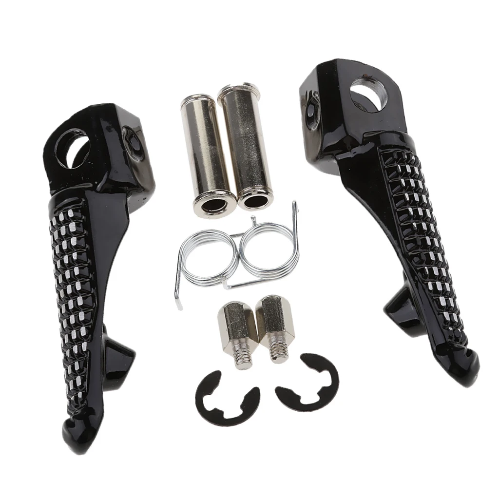 Black Front Foot Rest Pegs (Left & Right) for Kawasaki ZX-6R ZX-10R ZX-9R 650R Z1000 Z750 Black Motorcycle Foot Pegs Footrests