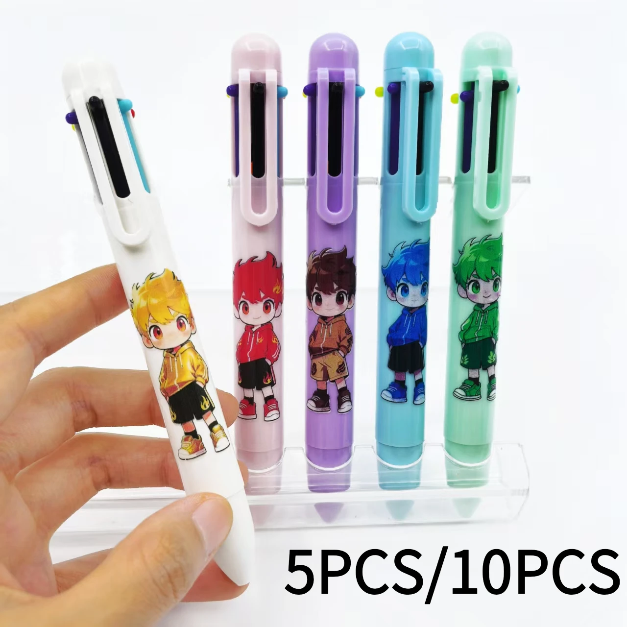 

5 шт./10 шт. металл, дерево, вода, огонь и земля тема шариковая ручка «шесть в одном» канцелярские подарочные ручки для сезона «Снова в школу»