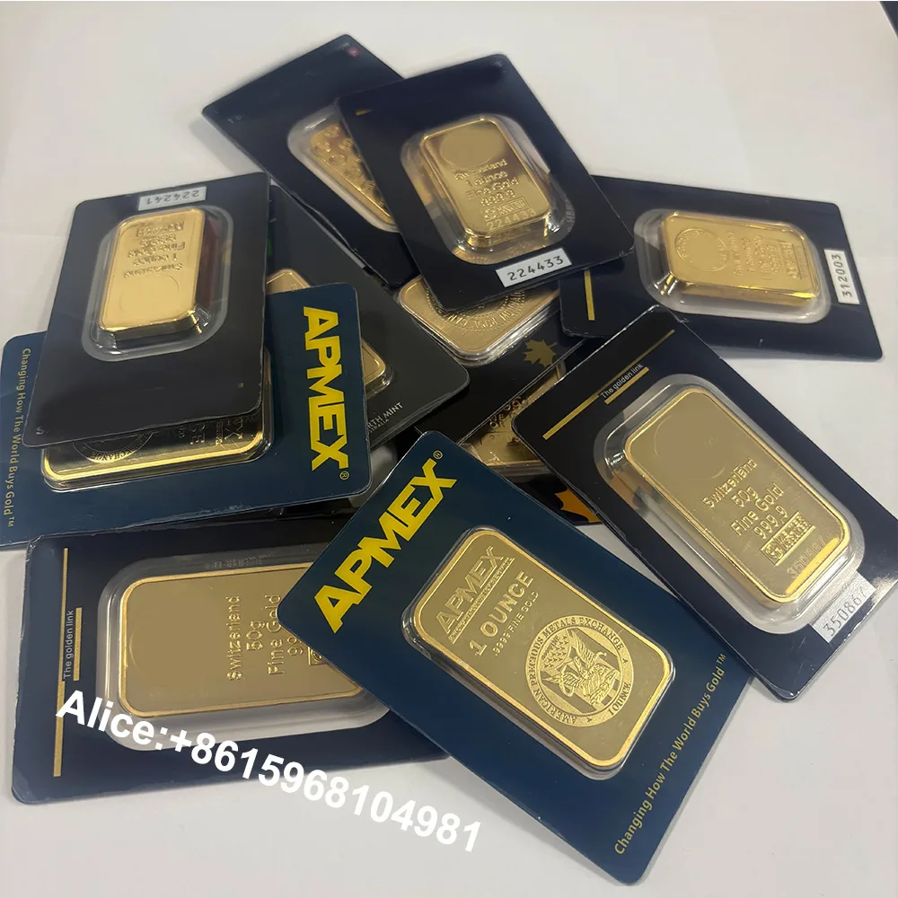 

2.5g 1oz 31g 50g 100g Copper Gold Bar 24k Gold Plated Bullion minted Bar With Sealed packing Unique Serial Number Non-magnetic