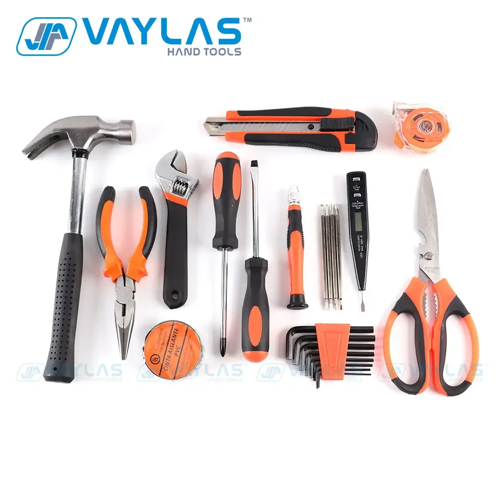 45pcs Electrician Hand Tool Set Kit Household Tool Kit Saw Screwdriver Hammer Tape Measure Wrench Plier Home Combination Tools