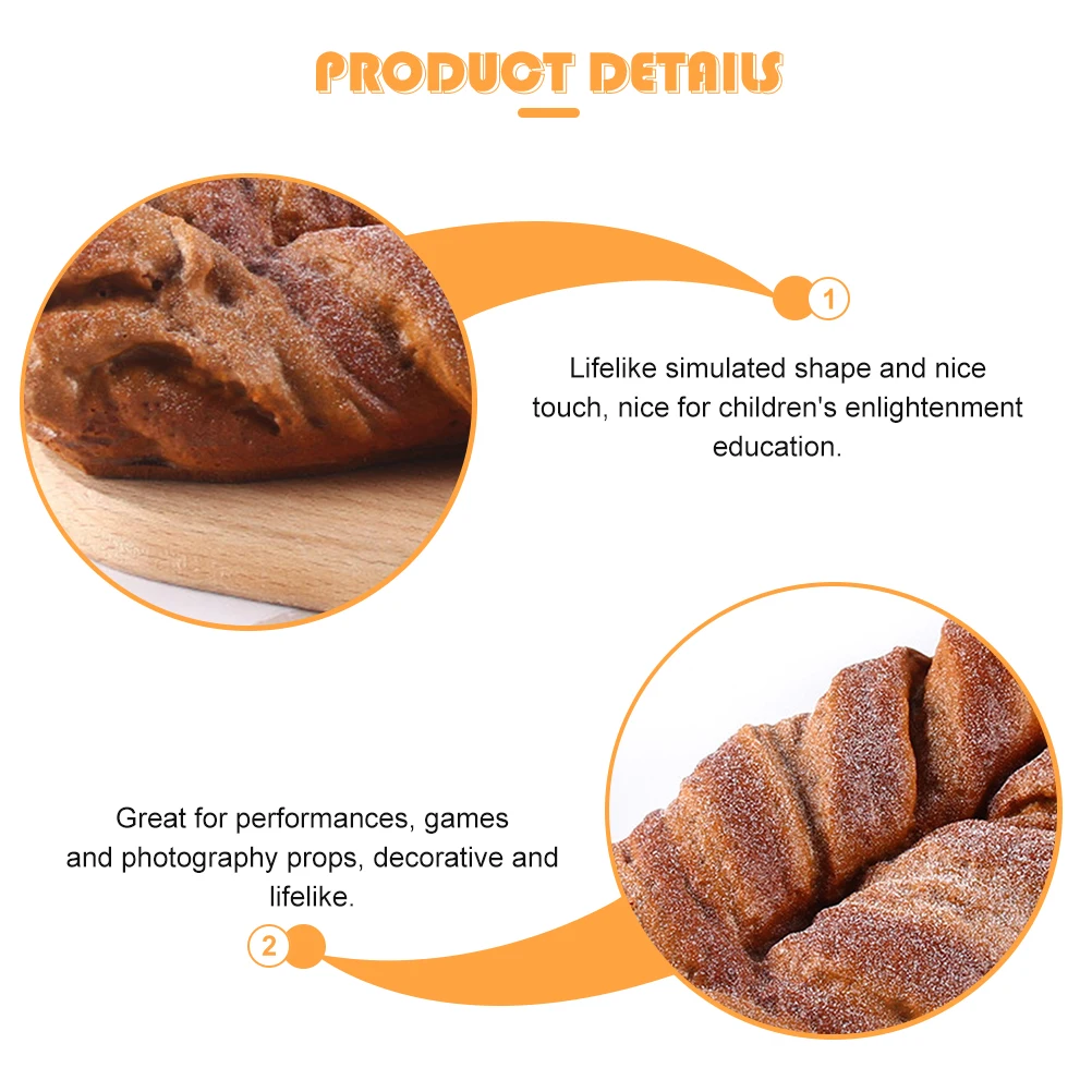 Simuliertes Brot, künstliches PU-Modell, Dekor, lebensechtes gefälschtes Nament, langlebig, realistische Form, ideal für Bildungsspiele