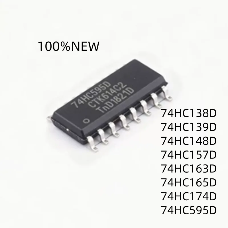 (10Pcs) 100% New 74Hc138D 74Hc139D 74Hc148D 74Hc157D 74Hc163D 74Hc165D 74Hc174D 74Hc595D Sop-16 Chip Ic
