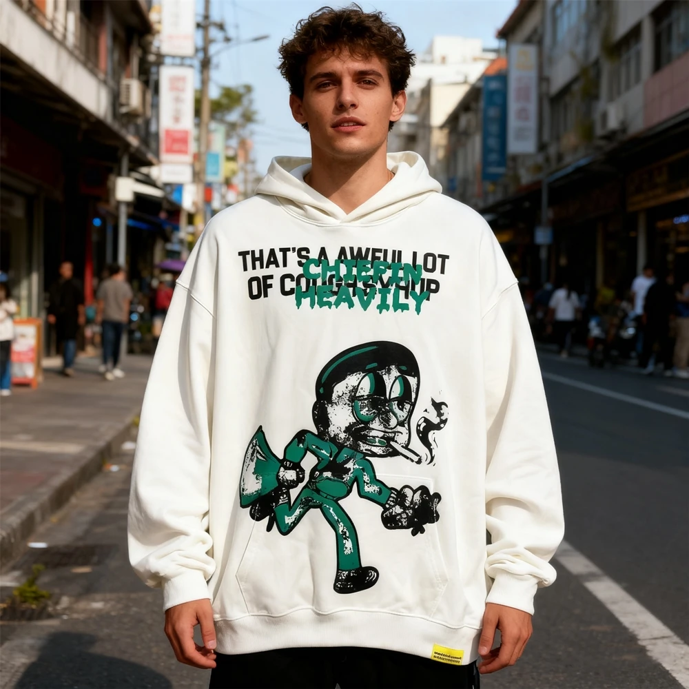 

KUCLUT 1:1 Y2K American Style Graphics Printed Streetwear Tops Sweatshirt Loose 100%Cotton Oversize Pullover Vintage Hoodie Men