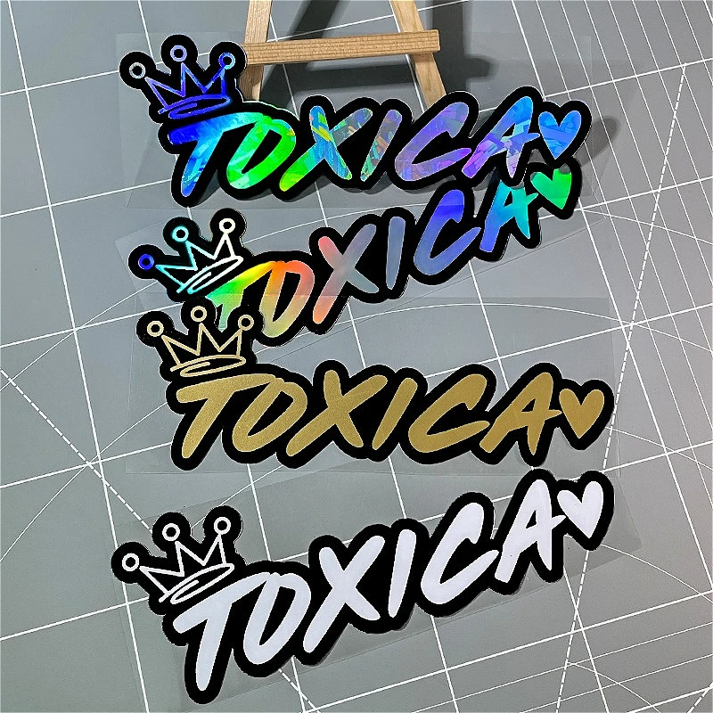 1PC TOXICA Crown Sticker Spanish Style Motorcycle Vinyl Decal Fairing Tank Bumper Car Helmet Waterproof Decor