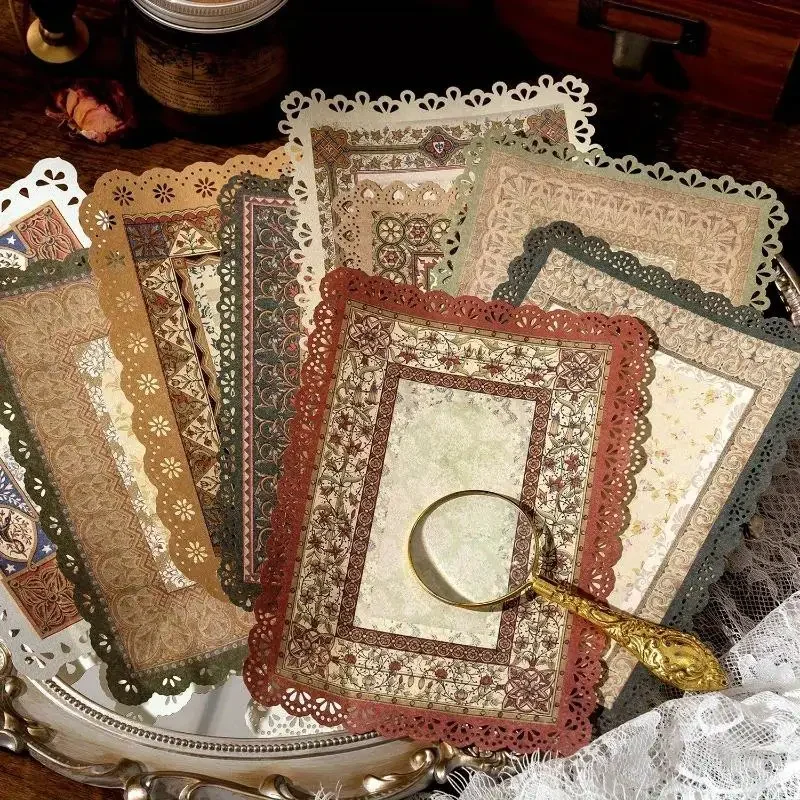 

1 Pack All Things Secret Language Series Material Paper Retro Hollow Lace Lace To Make Old Book Pages Hand Account Collage Base