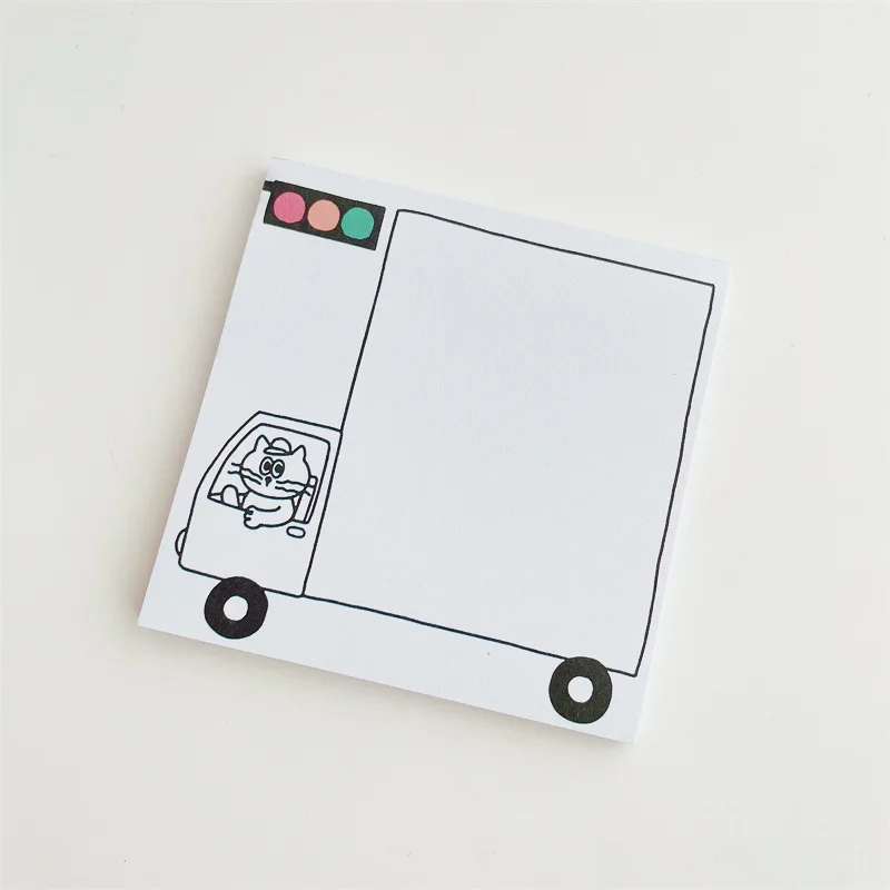 50매 한국 만화 귀여운 고양이 메모 패드 흑백 심플 라인 스타일 학생 노트 사무실 학교 문구 메시지 용지