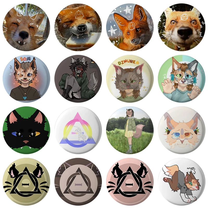 58mm Therian Delta Symbol Taste Pin Kreative Cartoon Regenbogen Therian Zeichen Brosche Abzeichen Tasche Tuch Hut Dekor Freunde geschenk