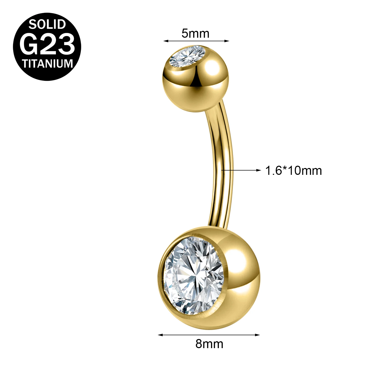 Women's G23 Titanium Belly Button Ring with CZ Crystal