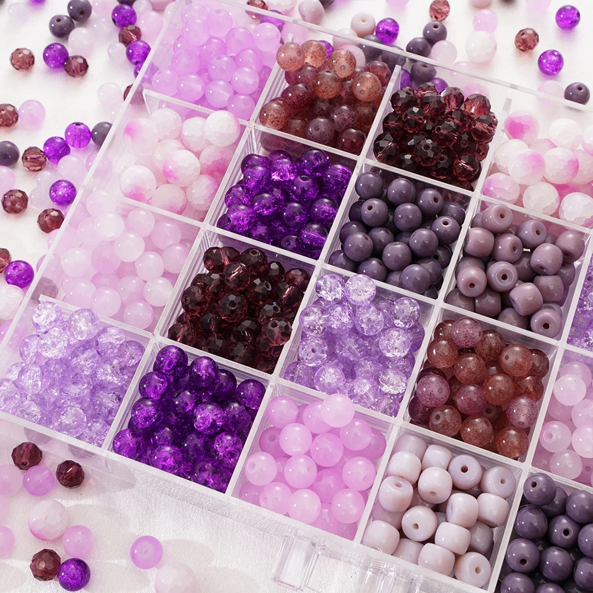 20pcs Purple Series Multi‑Style Glass Spacer Loose Beads for DIY Making  Jewelry Bracelets Necklaces Accessories