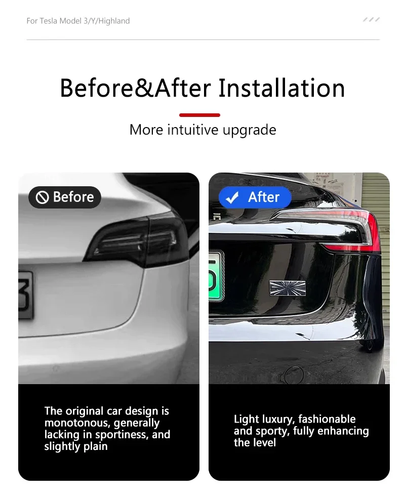 Für Tesla Modell 3/Y/Highland/Juniper 2025 Schwanz Logo Aufkleber Stamm Abzeichen Emblem Aufkleber Auto geändert Zubehör – Detail 14