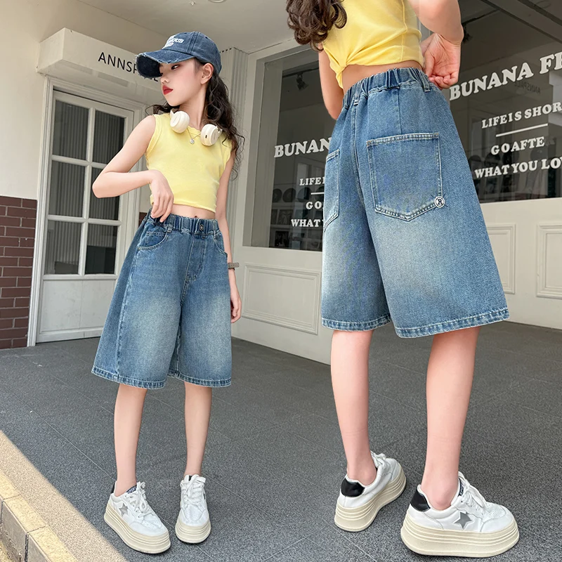 

Summer Baby Girl Shorts Kids Blue Jeans Shorts Tween Girl Trousers Kids Short Pants Toddler Casual Softy Denim Shorts Ages 4-14Y