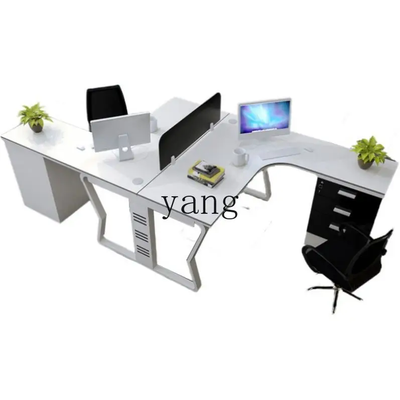 LMM modern simple 2-person office screen 4-person L-shaped staff card seat