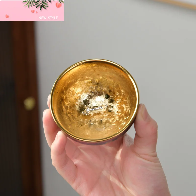 

Роскошный позолоченный чайный сервиз с серебряной вставкой, одна чашка, чайный сервиз кунг-фу, главная чашка зодиака, керамическая чашка для печи, кухня, ресторан, бар