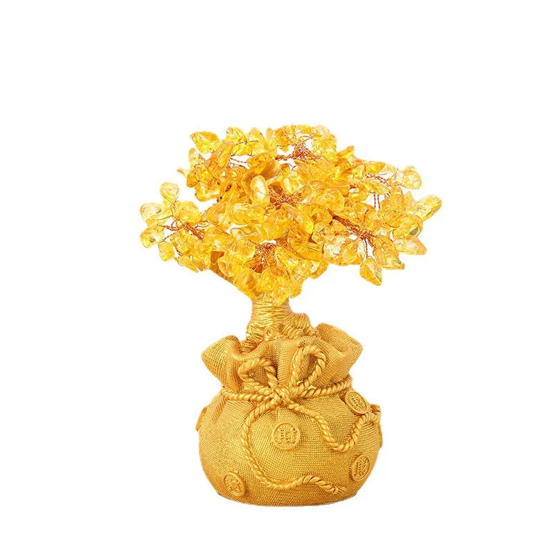 Natural Citrine Fortune Tree Handicrafts Ornaments Home Furnishings Living Room Entrance Office Opening Gifts