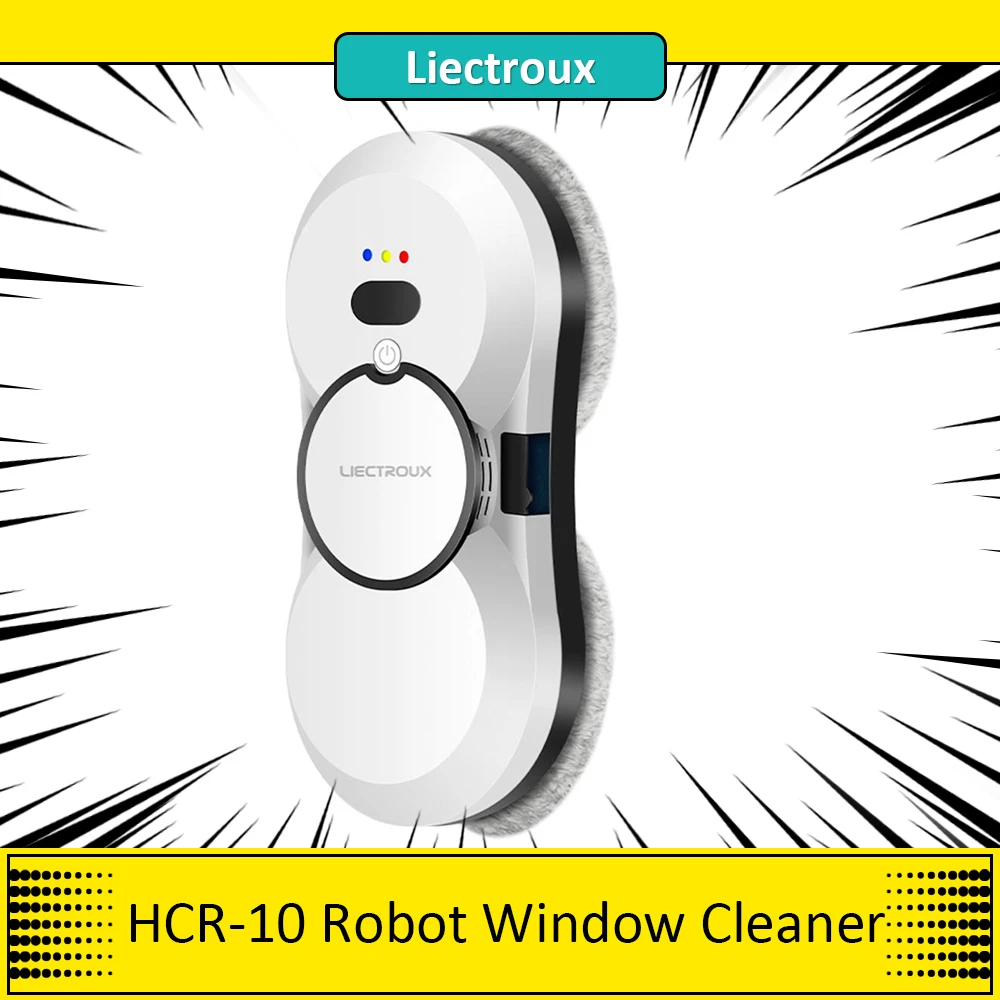 Liectroux HCR-10 Robot Window Cleaner, 30ml Water Tank, Ultrasonic Water Spraying, 2800Pa Suction, 6.8cm Ultra-thin Body