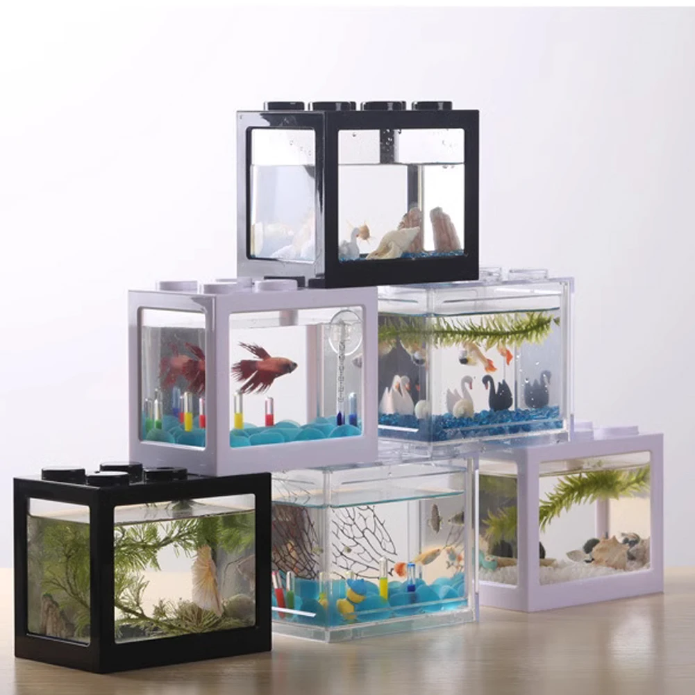 Aquarium Fish Tank Creative Multicolor Stackable Building Blocks Ecological For Small Reptile Pet Box Landscape Seawedecoration