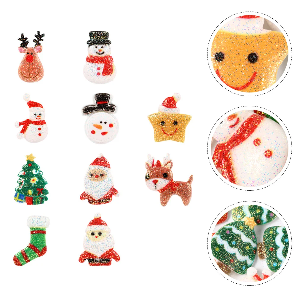 60個 クリスマス樹脂アクセサリー DIYオーナメント 混合スタイル クリスマスデコレーション クリスマスDIY樹脂アクセサリー 携帯電話ケースデコレーション