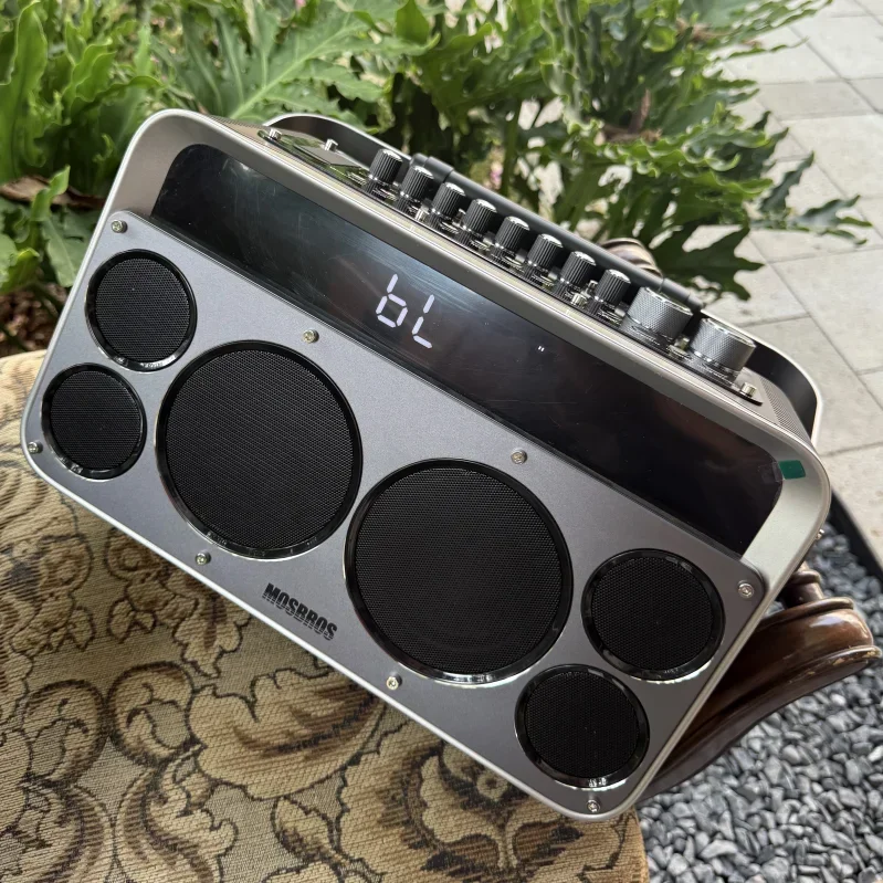 Mosbros Karabass 15K Robot Style Portable Speaker With Integrated Metal Body, Aluminum Alloy Handle For Home, Backyard, Camping