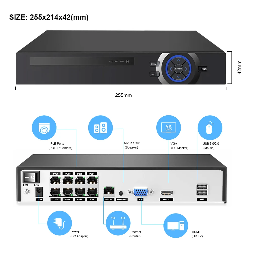 8CH H.265 POE CCTV NVR System 4K Ai Colorful Night Vision Waterproof IP Camera 8MP Two-Way Audio Video Security Camera Set view 6