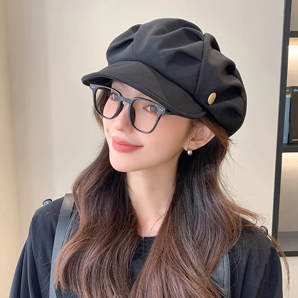 Long-lasting Hat Versatile Women's Cloud Top Octagonal Beret Hats Stylish Short Brim Caps for Autumn/winter Fashion for Outdoor