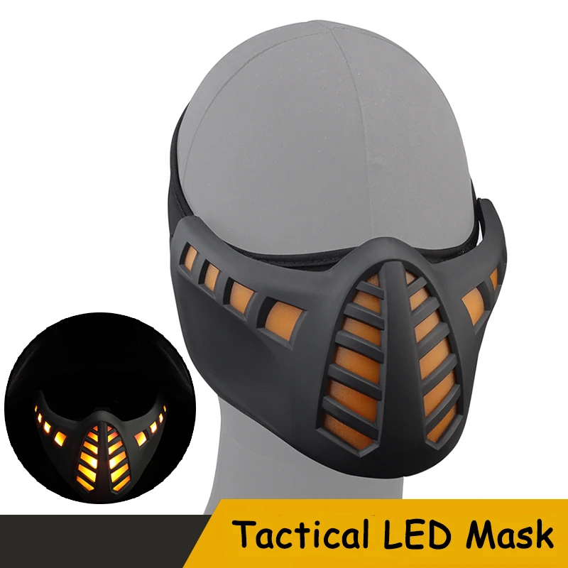 Hunting LED Protective Mask for Men, Tactical Military, Shooting Airsoft Gear, Half Face Masks, CS Army Paintball Combat Safety