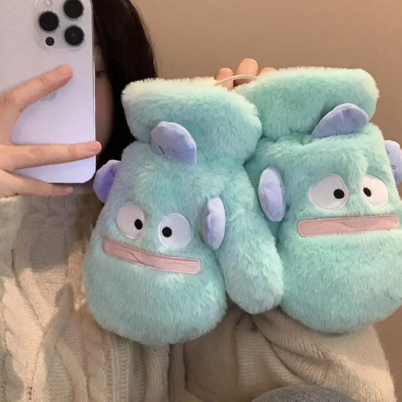 サンリオ ハンギョドン 冬綿ぬいぐるみ指掛けネックかわいい手袋暖かい防風防寒厚手手袋女の子の誕生日プレゼント