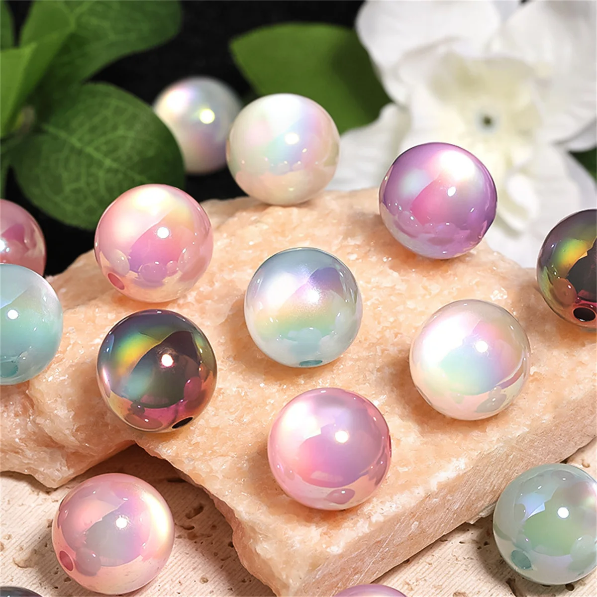 CH41 10Pcs 16mm Bright Acrylic Transparent  Colorful Beads Diy Necklace Handmade Clothes Cat Eyes Jewelry Accessories