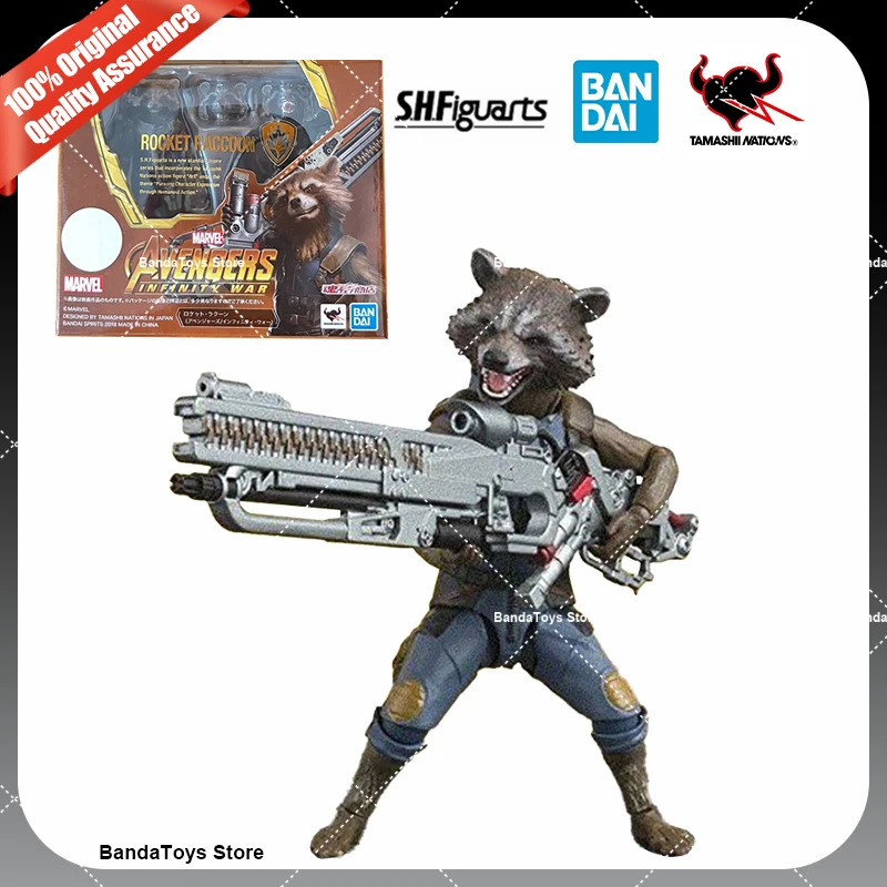 In Stock 100% Original Bandai Shf S.H.Figuarts Rocket Raccoon Avengers Infinity War Anime Action Collection Figures Model Toys