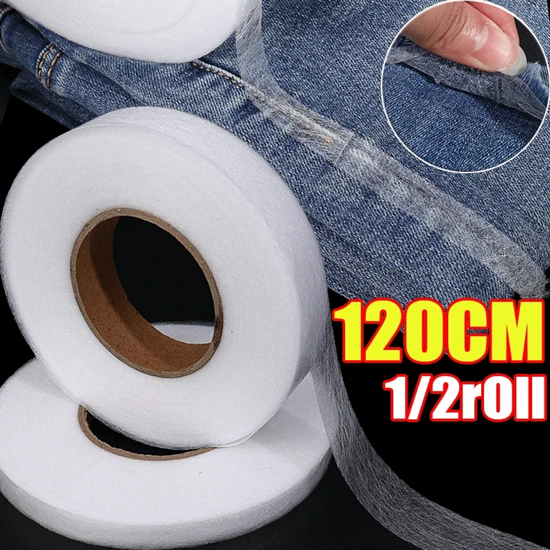 120M Double Sided Nonwoven Adhesive Tape Sewing Interlining Clothes Ironing Hem Tape DIY Patchwork Fabric Web Sewing Accessories