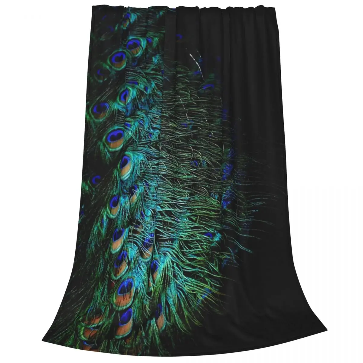 Peacock Feathers On A Black Background Blankets Flannel Lightweight Sofa Throw Blankets For Couch Bedding hrows Bedspread Quilt