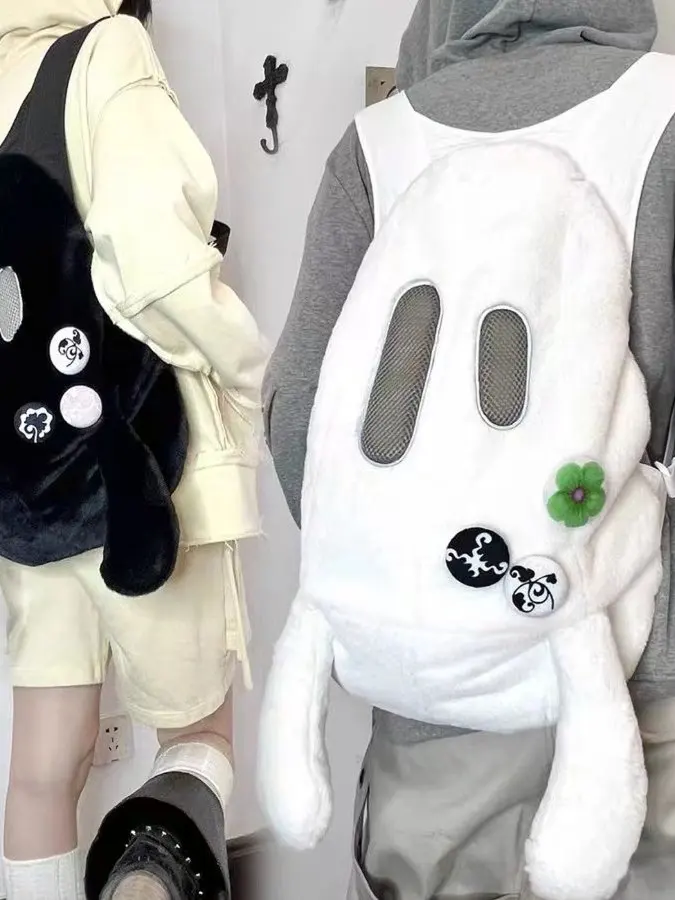 

Versatile Street-Sle Bapa ex Casual School Outdoor Hip Hop Bag Large Capaci round ape Cotton Material Zipper Cl...