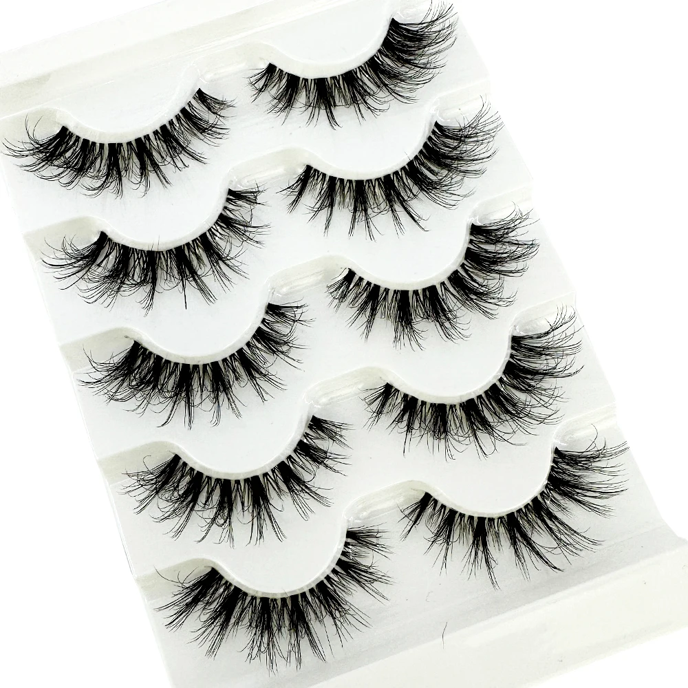 NEW 5pairs Mink Eyelashes Clear Band EyeLashes Crisscross Transparent Band False Eyelashes Handmade Dramatic Lashes Upper Lash