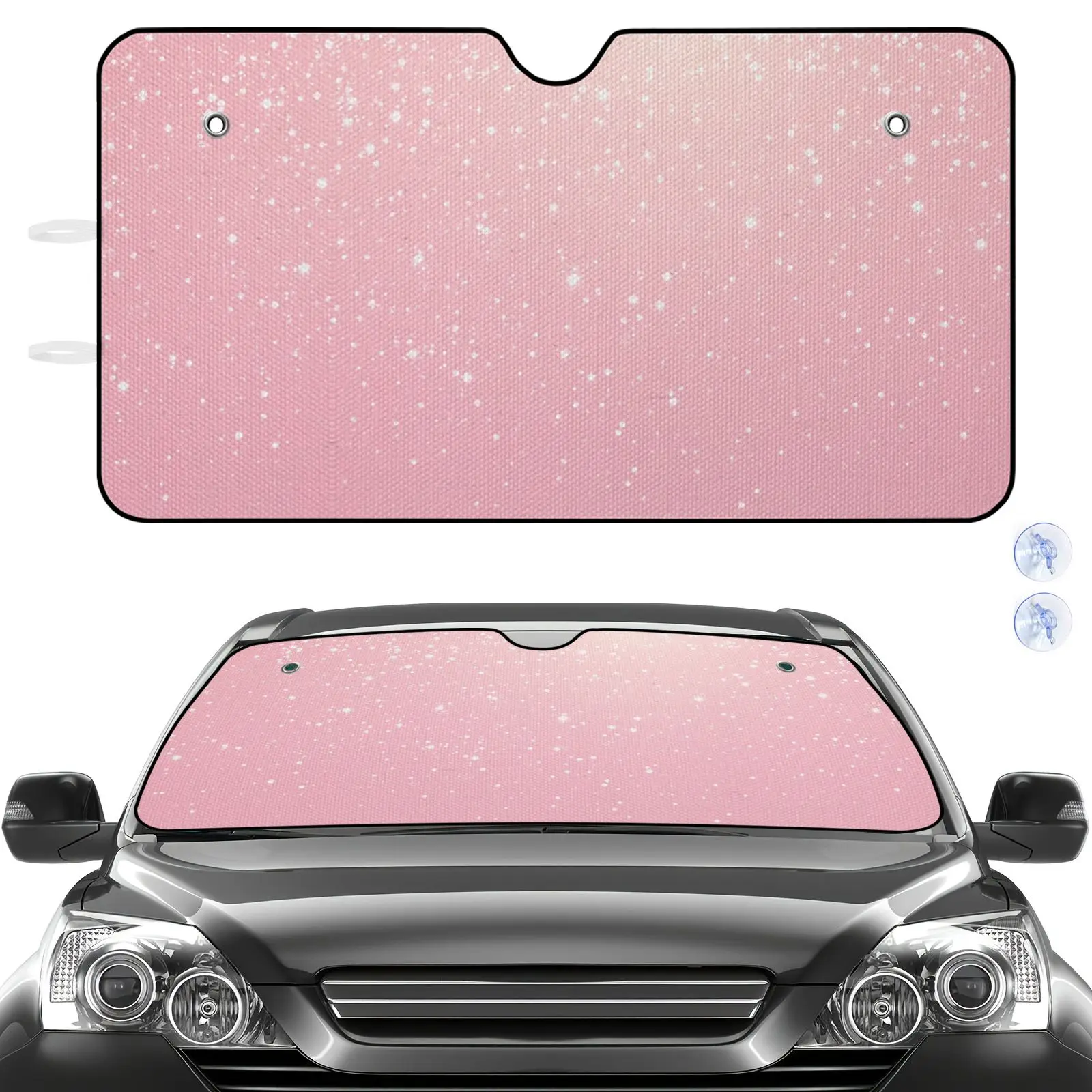 Car Windshield Sun Shade Pink Glitter Sparkle Pattern Universal Fit For Car Sun Protection And Heat Shield
