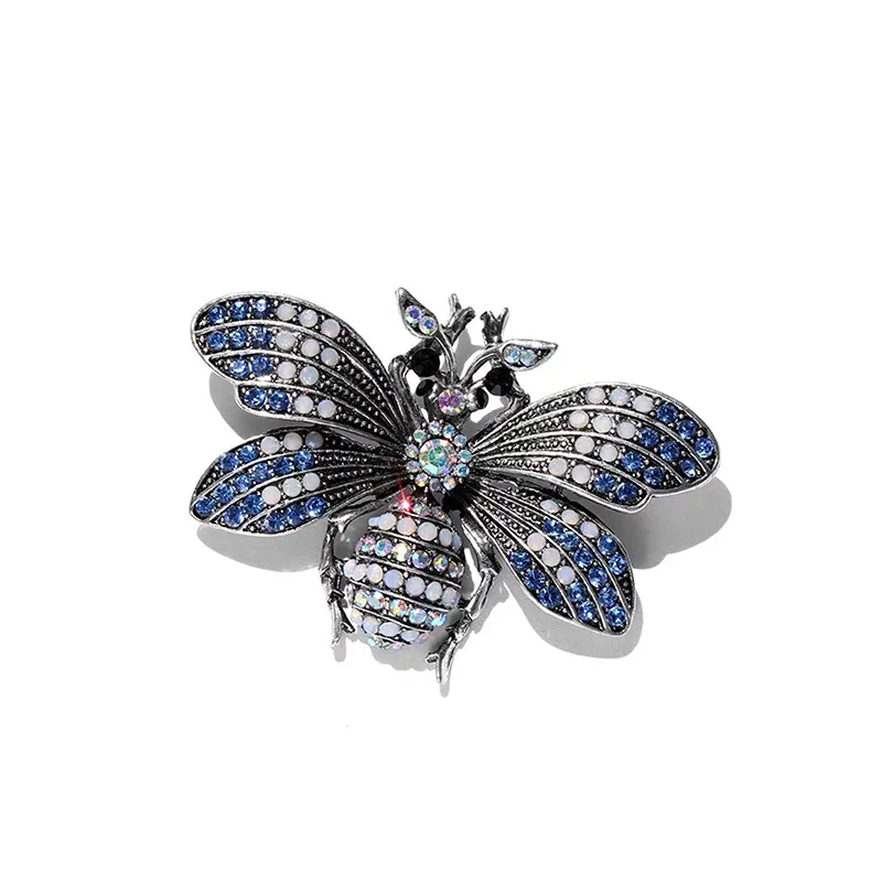 SKEDS Elegant Crystal Women Vintage Bee Brooches Pins Rhinestone Metal Insect Brooch Pin Badges Retro Lady Party Coat Jewelry