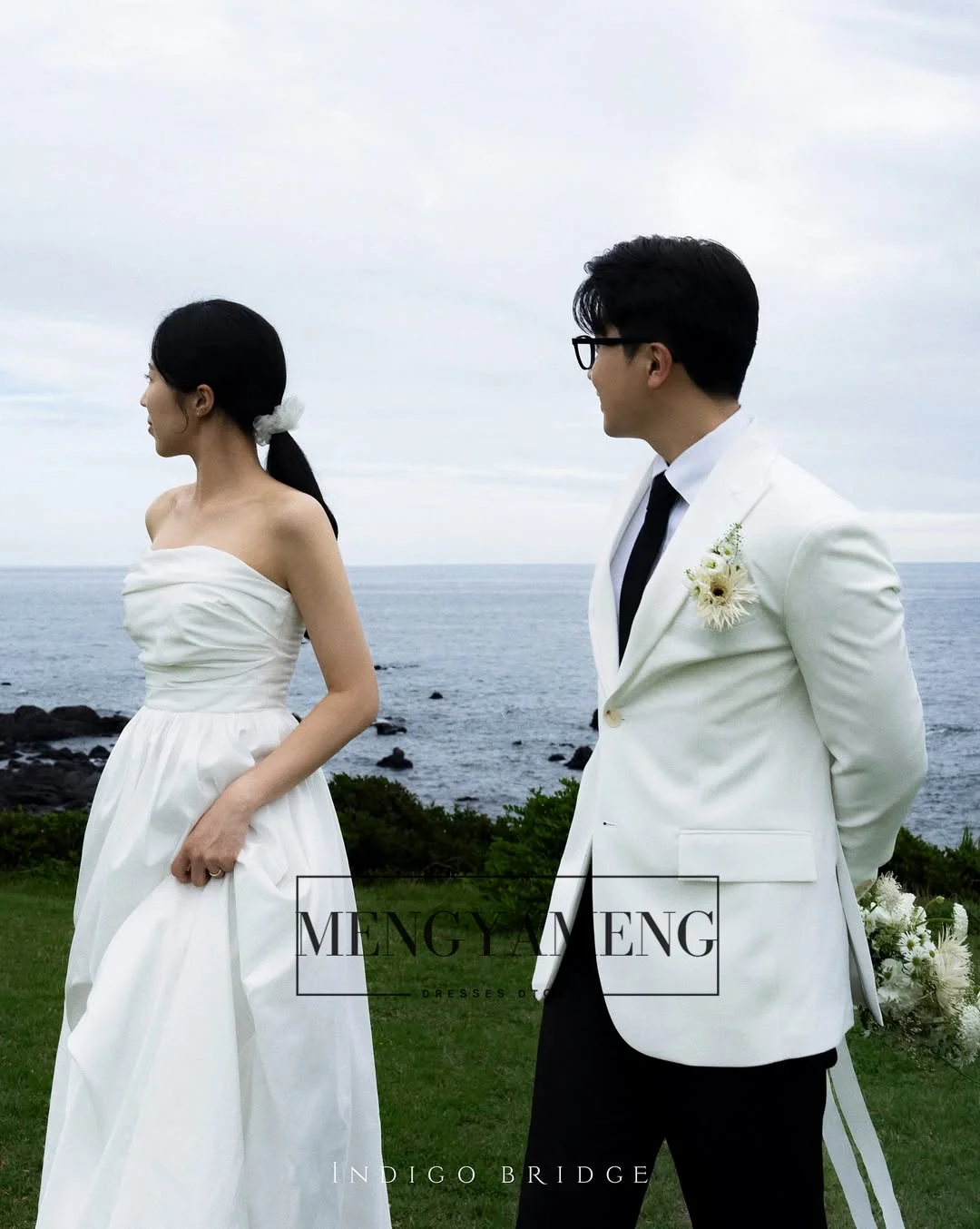 ZHUISHU 심플한 한국 웨딩드레스 야외 촬영 맞춤형 A라인 스트랩리스 우아한 신부 드레스 셀프 웨딩드레스
