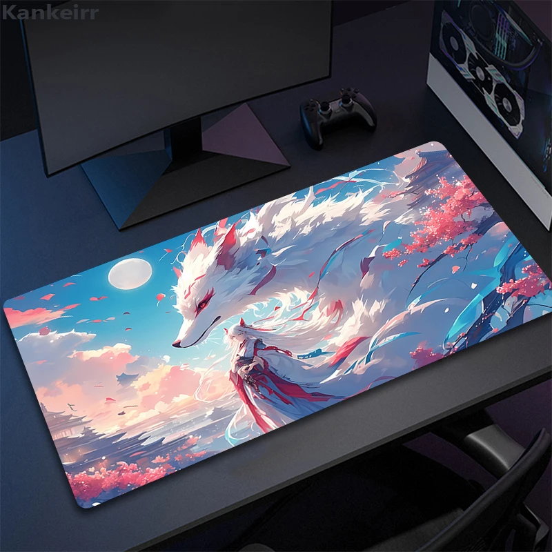 XXL Fox Mousepad Household Keyboard Gaming Mats Kawaii Deskmat Pc Gamer Cabinet Computer Playmat Natural Rubber Big Art Desk Mat