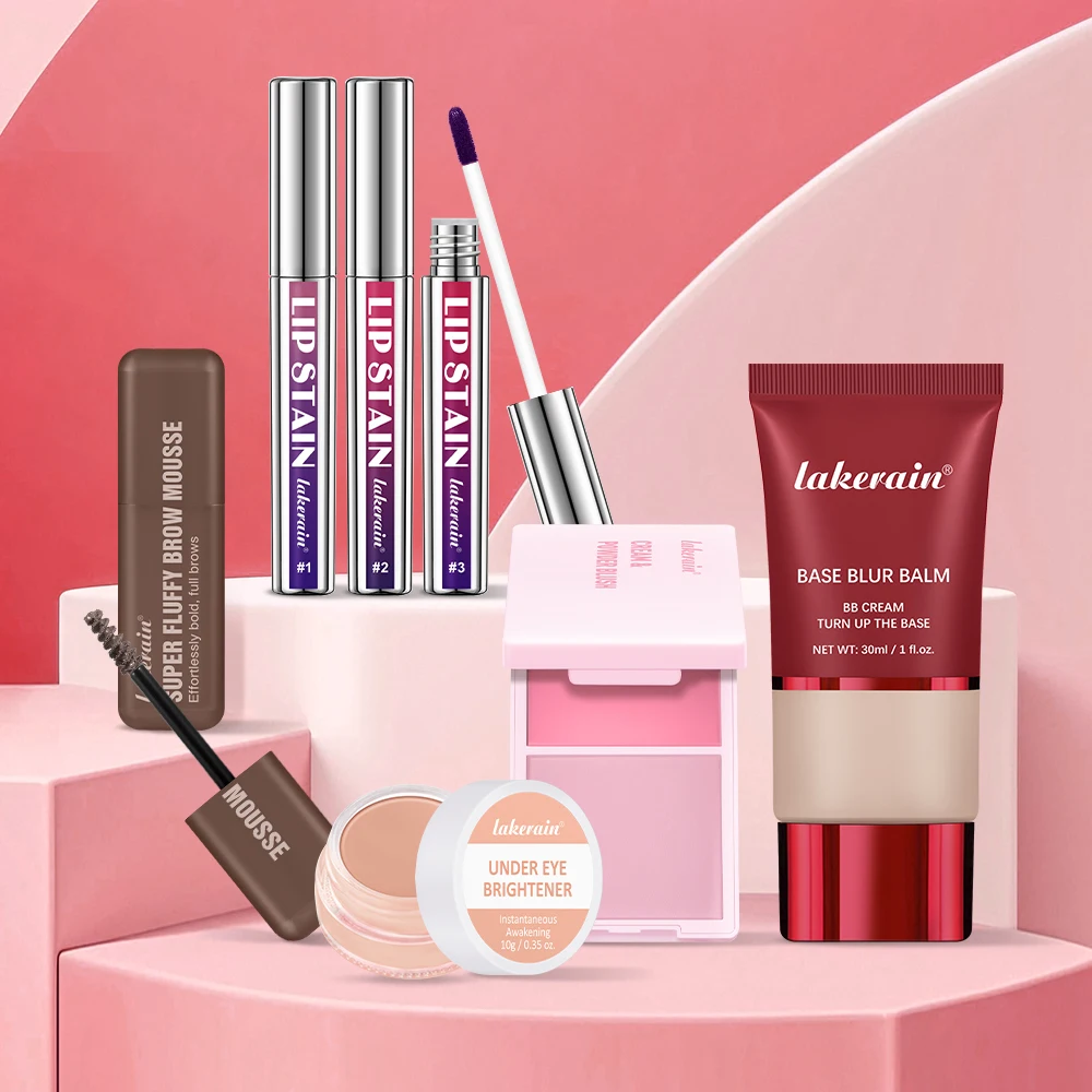 Make-upset Matte Foundation Base Peel Off Lip Stain Fleuren Ogen Hoog Pigment Natuurlijke Crème Poeder Blush Gezichtsmake-up Sets Cadeau