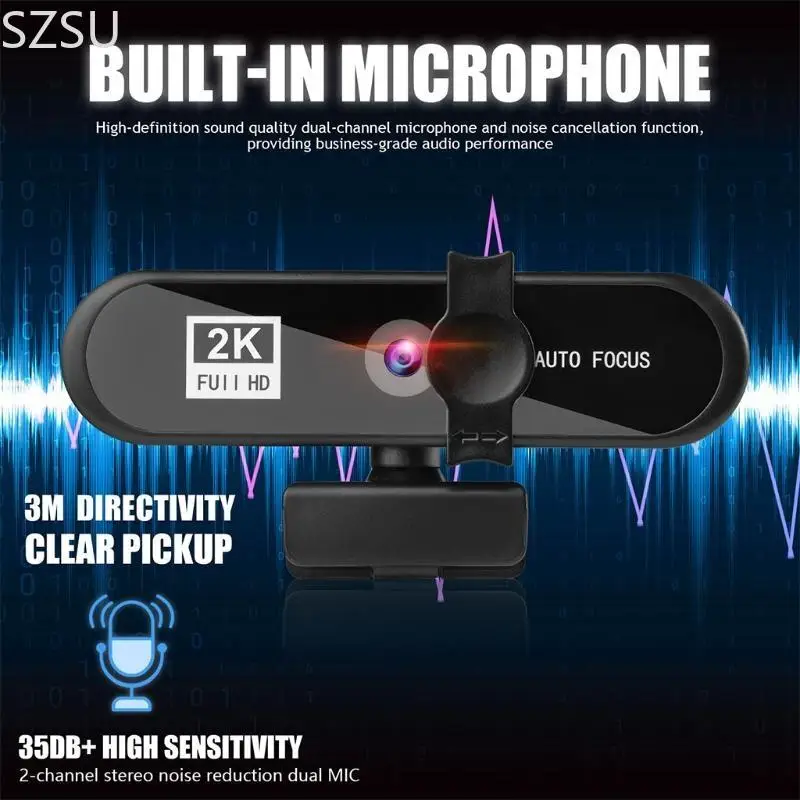 SZSU 2K Webcam 1080p Streaming -Webkamera mit Mikrofon -Breitbild -USB -Computer