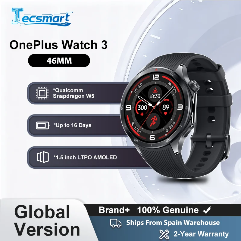 Immagine di Smart Watch - OnePlus Watch 3, display AMOLED LTPO da 1,5 pollici, processore Snapdragon W5 Sistema operativo di usura GPS a doppia frequenza