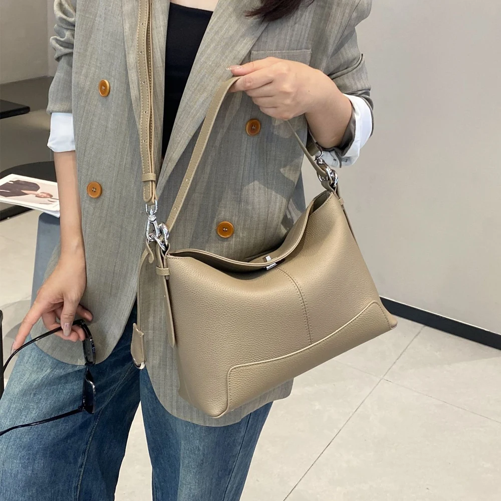 

Women Natural Cowhide Shoulder Underarm Bags Ladies Real Cow Leather Crossbody Bag Female Casual Design Luxury Retro Handbags