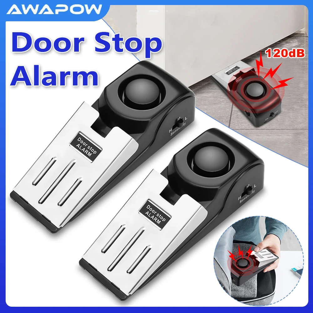 

Awapow Door Stopper Alarm Portable Doorstop Security Alarm 120dB for Travel Home Apartment House Block Blocking System