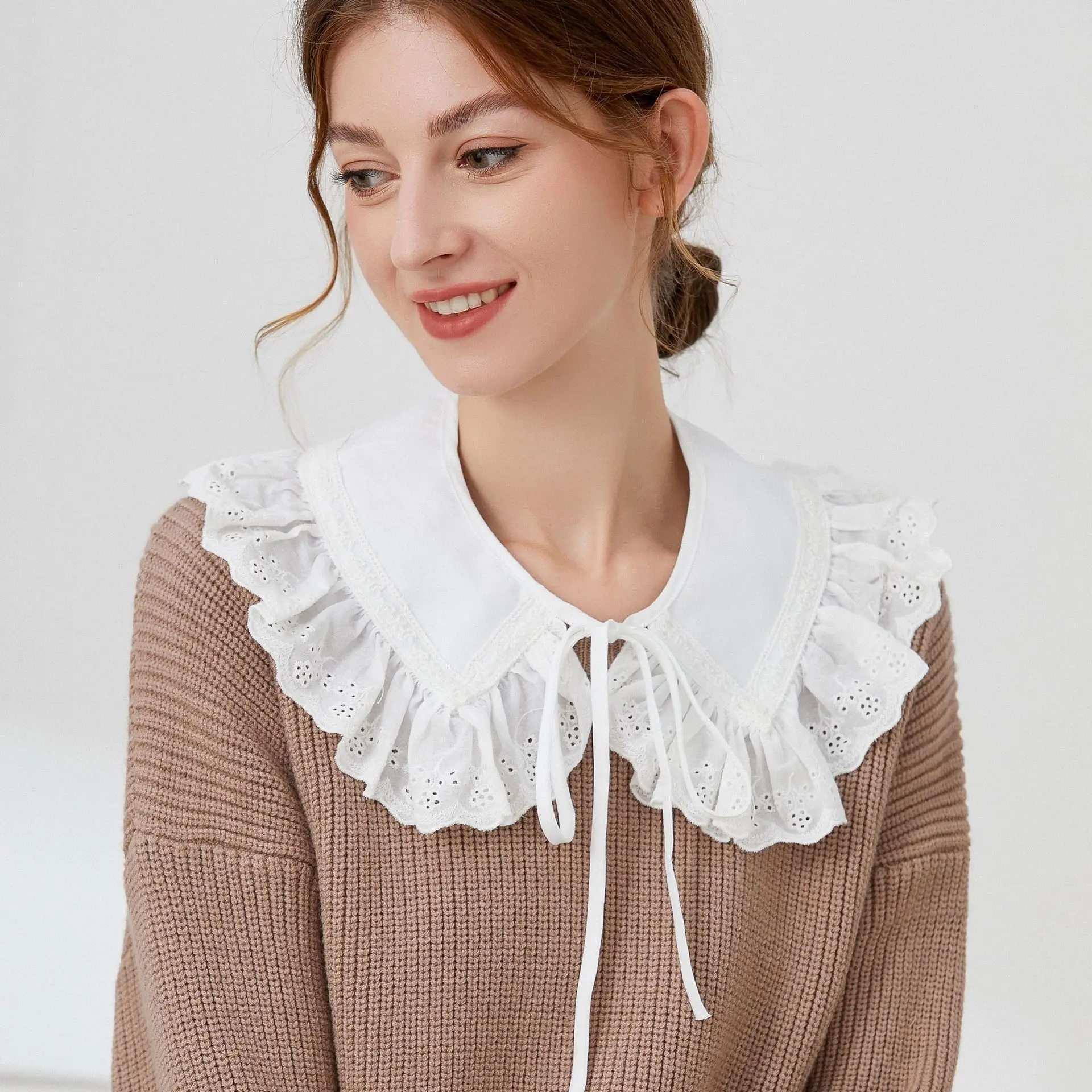 

Lace Doll Women's 2024 New Spring And Autumn Trendy Wooden Ear Edge Court Style Small Shawl Fake Collar