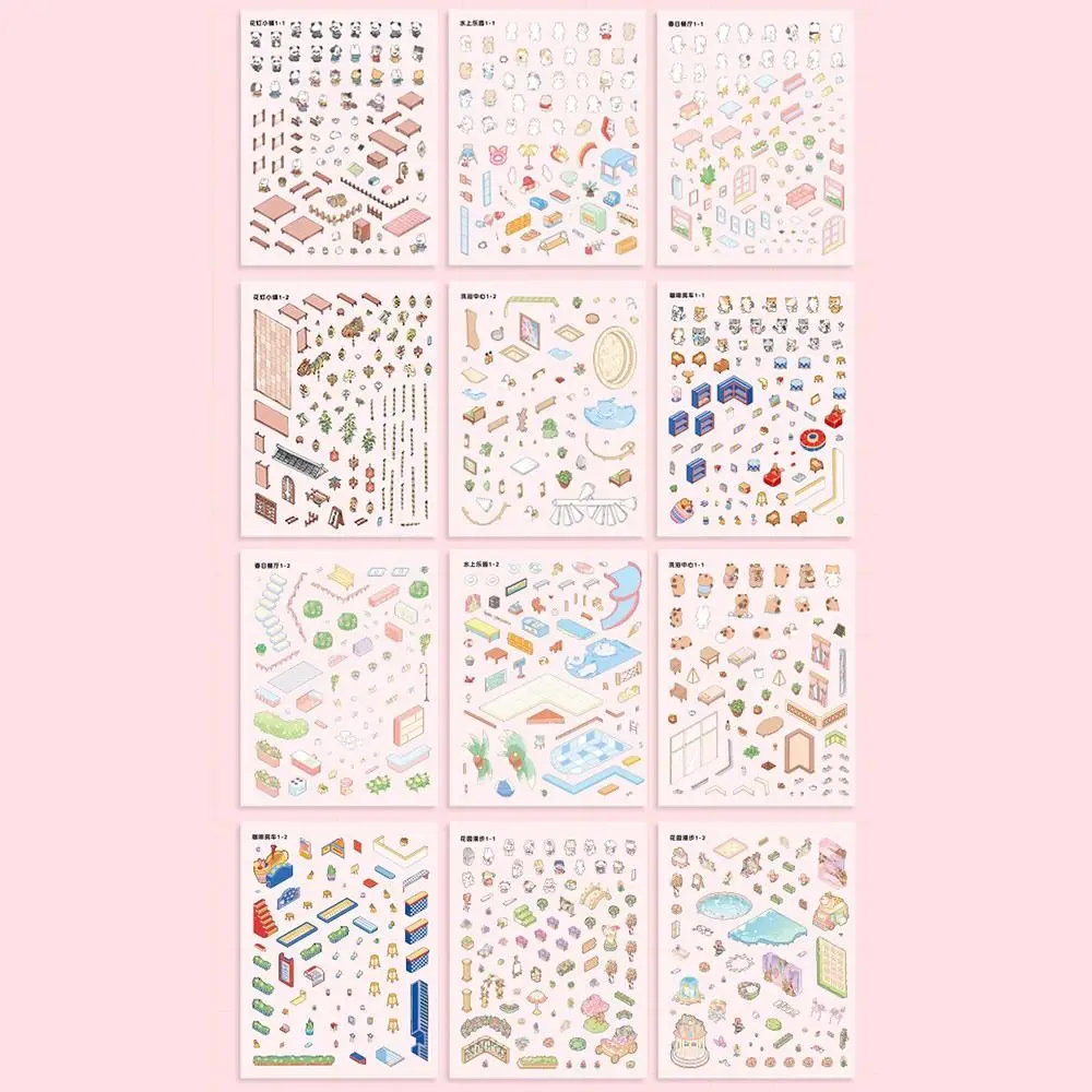 Capibara Miniature Scene Collection PET Decompression 3D Landscape Sticker Visual Stacking DIY Toy Game Stickers Gifts Boys Girl