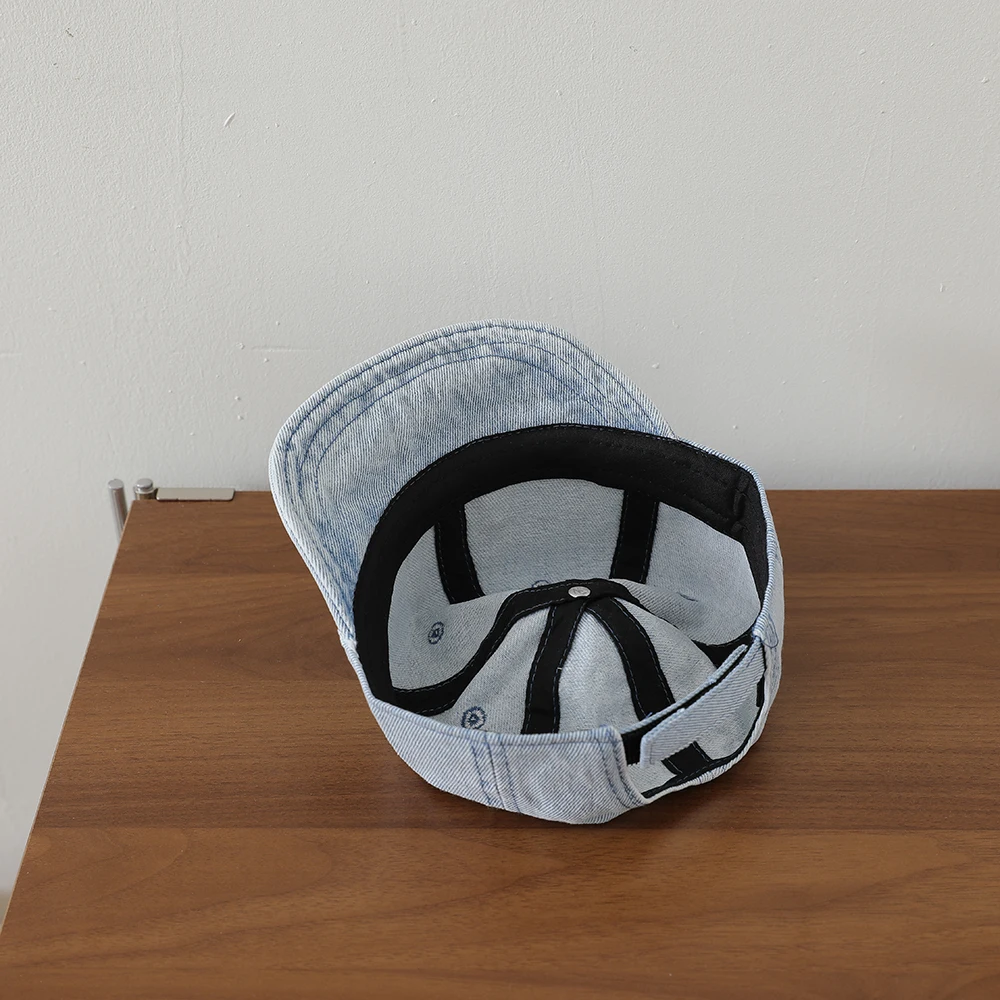 Sweet Style Patchwork Lettered Lace Edging Denim Kids Baseball Cap Washed and Antique Soft Brim Bowler Hat view 6